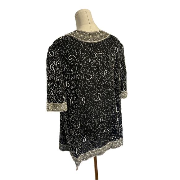 Vintage 1980'S Beaded Sequin Blazer | 100% Silk | Size 1X - Picture 5 of 7